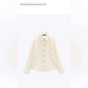 Zara Cream Semi-Sheer Top